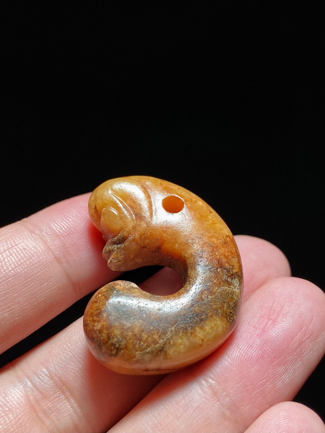 文化期 玉雕 小猪龙 玉猪龙 挂件 把件