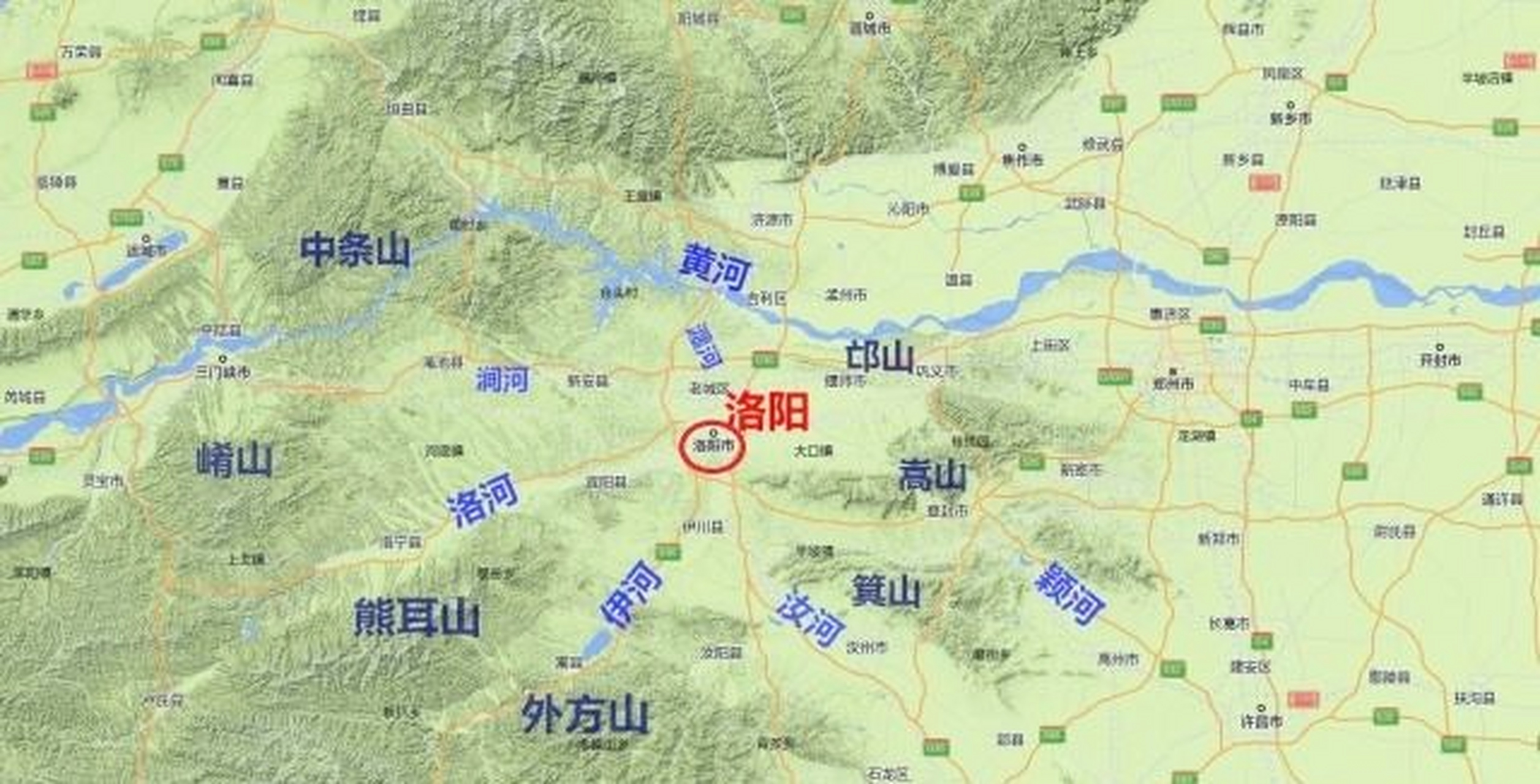 洛阳地形图  山河拱戴,形胜甲于天下!