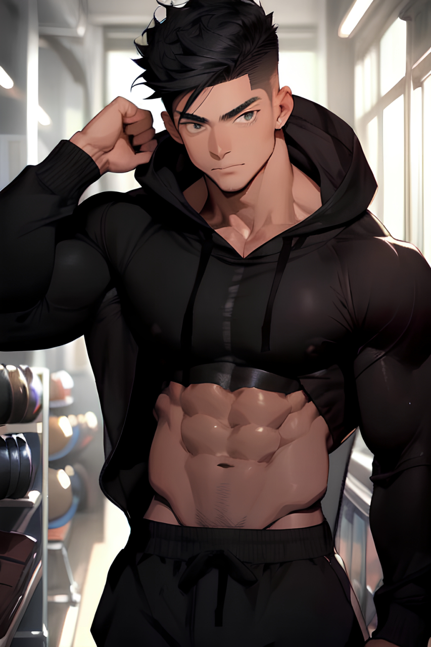 黑皮体育生[吃鲸]#ai绘画# #肌肉型男# #动漫头像和壁纸