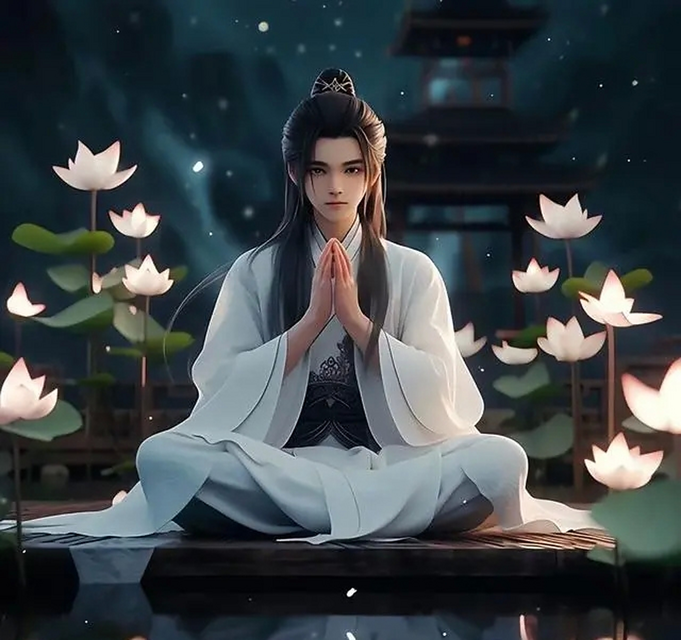 古风佛系莲花台祈福男生头像 ,莲花台上仙人坐,祈福挡灾世人安.