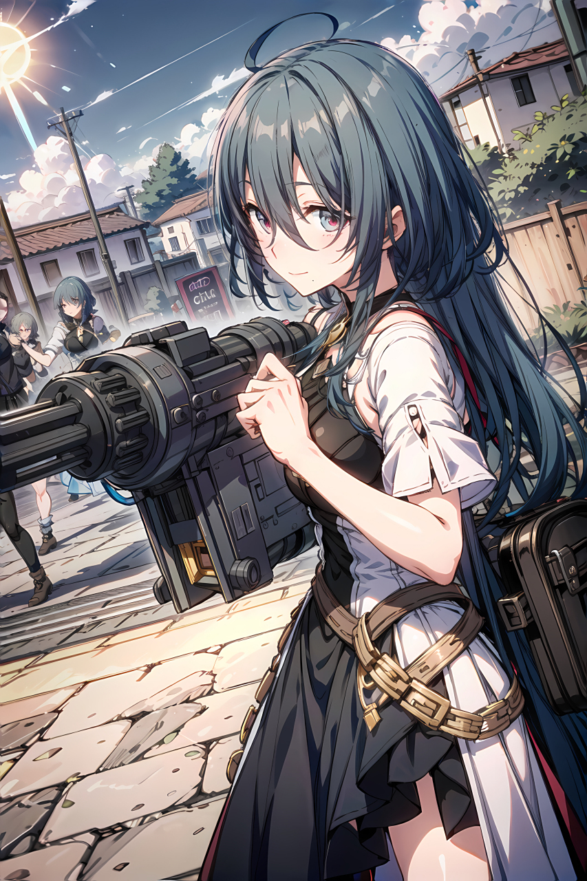 怪力少女娜塔莎,单手扛机枪,轻轻松松![大哈] 画师:elema #二次元