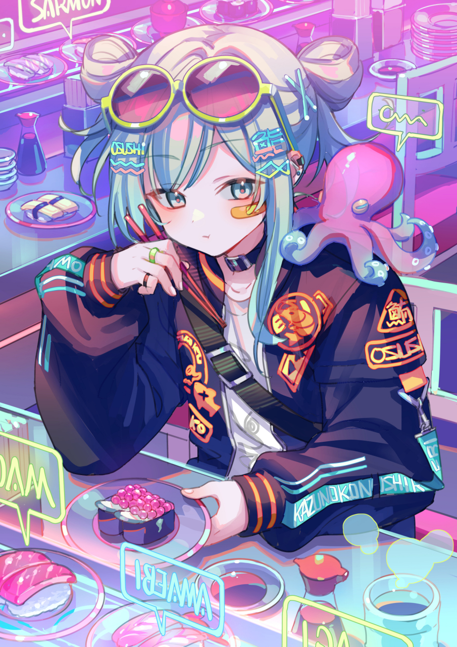 赛博寿司丸子头少女 画师:すざく (旧名*zoff)#百度秋冬打卡挑战赛