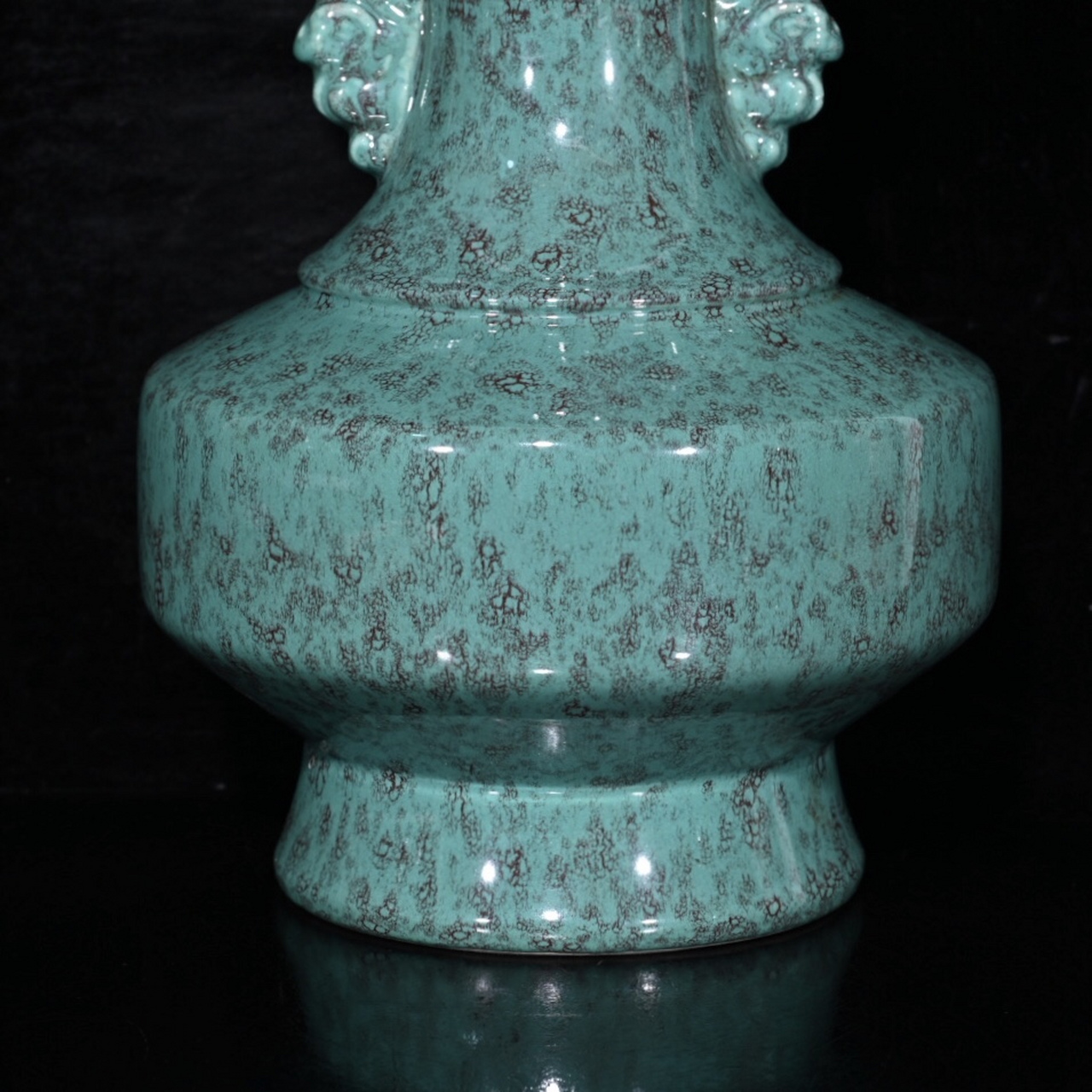 大清乾隆炉钧釉双耳瓶(24.5×15cm)