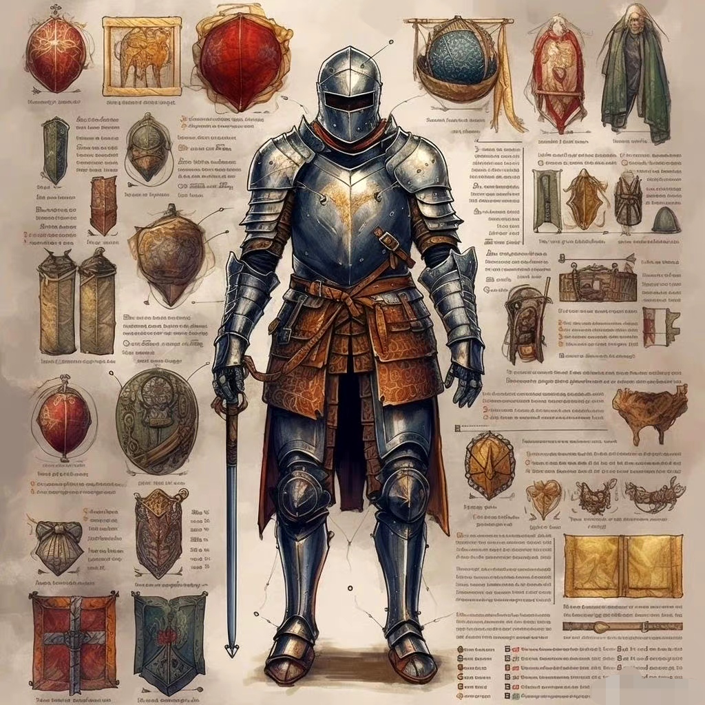 欧洲中世纪骑士板甲插画欣赏