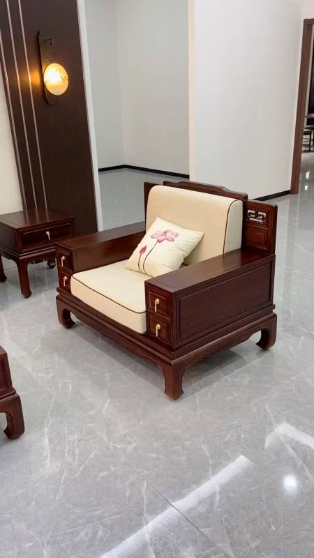 新中式家具实木沙发马蹄脚款-度小视