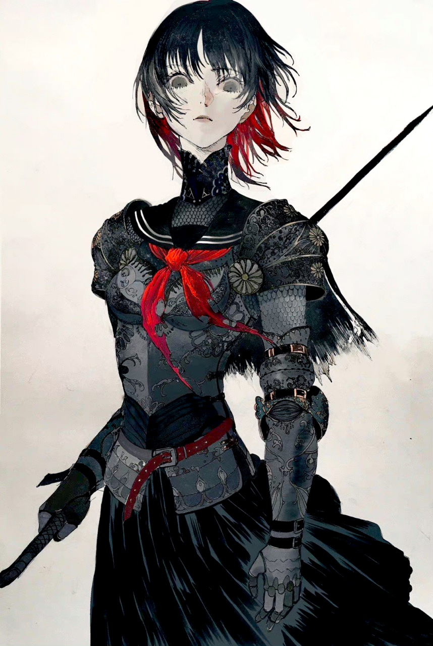 mon动漫人物绘画作品欣赏,角色服饰华丽,辅以暗色背景突出了哥特式的