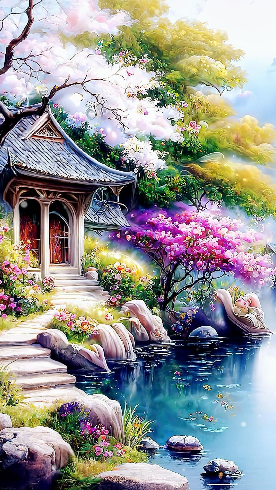 小桥流水人家,潺潺流水渗沁.