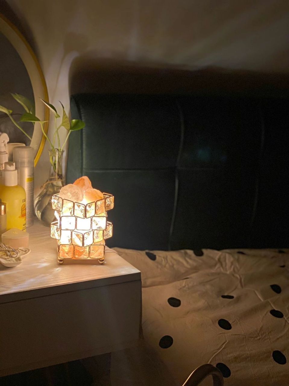 卧室温馨四层水晶台灯天然水晶盐床头夜灯 卧室温馨四层水晶台灯天然