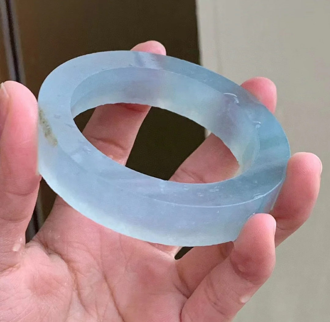 高冰种水翡翠手镯胚冰