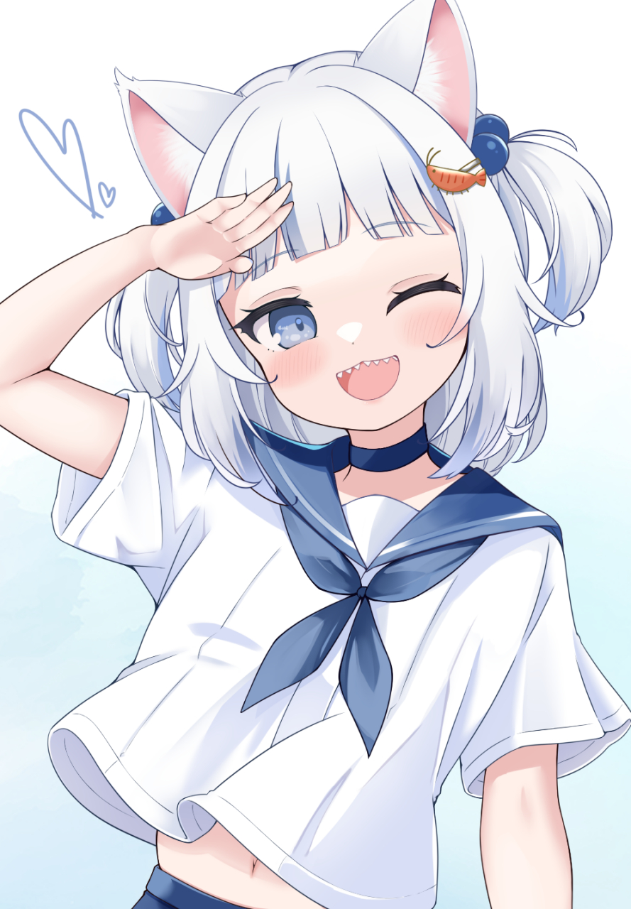 鲨鱼酱好可爱 画师:ほこほこ#二次元美图# #我爱二次元# #二次元萌妹