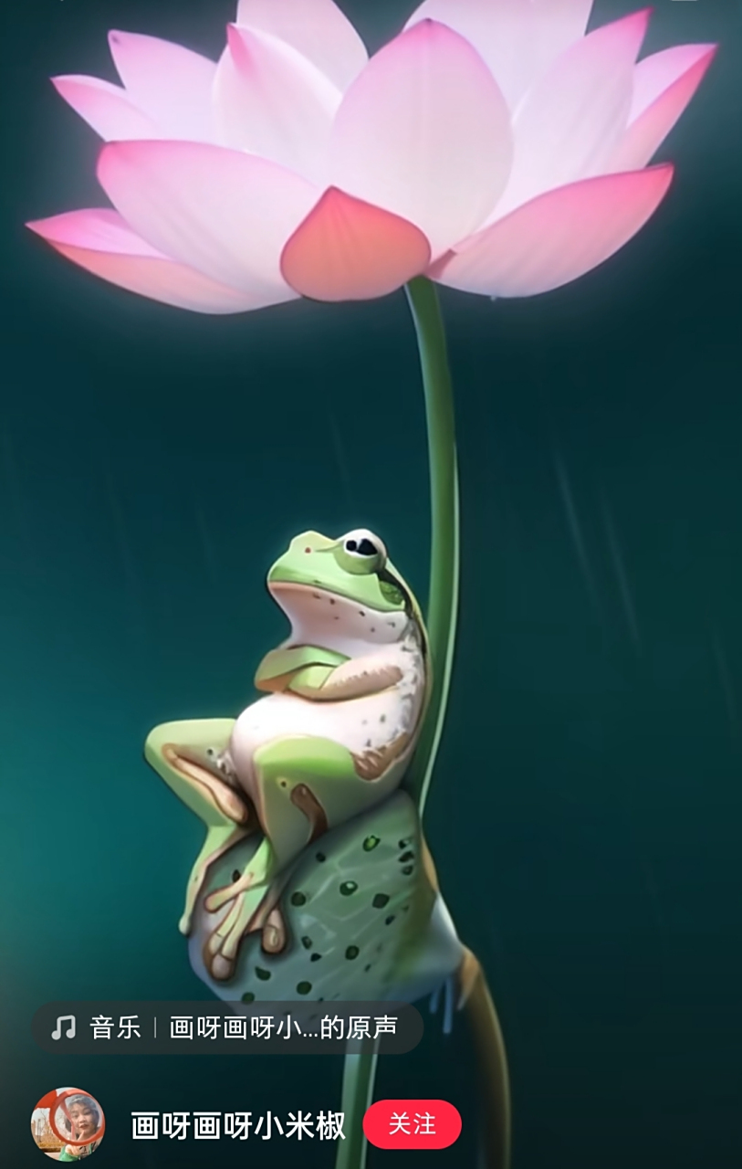 网友拍到雨后一只青蛙坐在莲蓬上,看它这么惬意.一定不用还房贷.