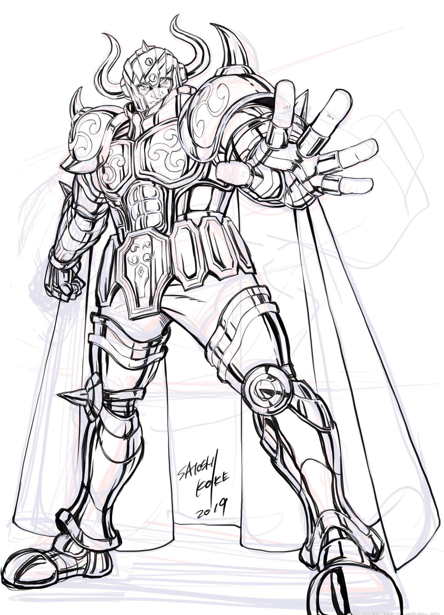 小池智史 圣斗士星矢十二黄金圣斗士 线稿插画欣赏