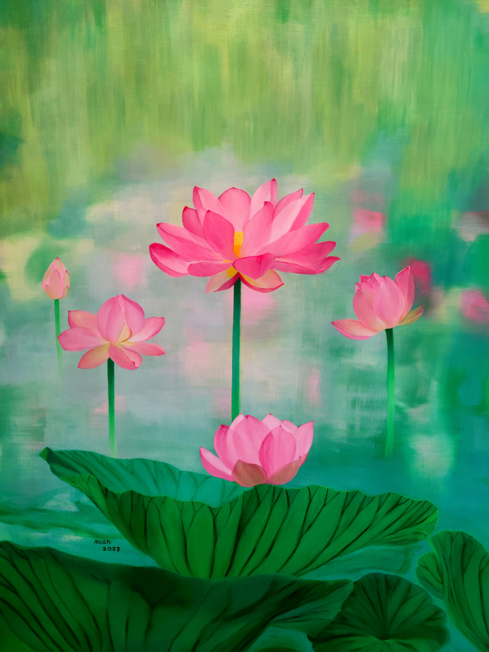 北京的荷花开了.又到赏荷,画荷好时节……(配图:油画《夏至美荷》)