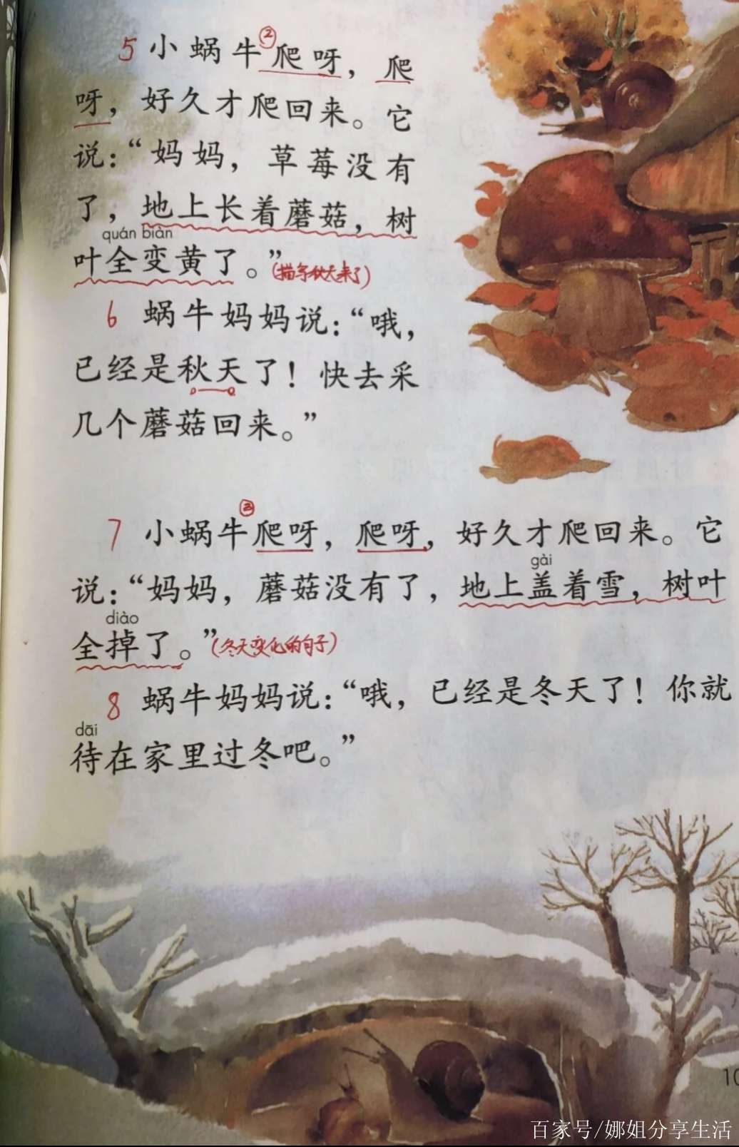 一年級語文上冊,《小蝸牛》課文筆記