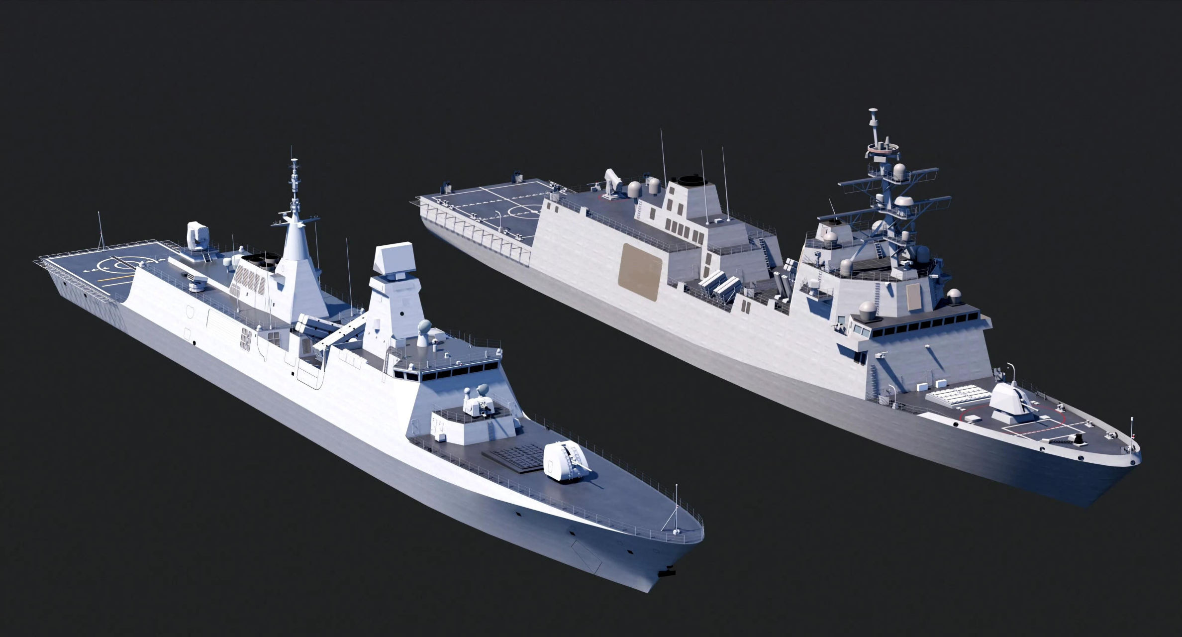 美国最新护卫舰"星座"级与我国最新护卫舰054b对比图.