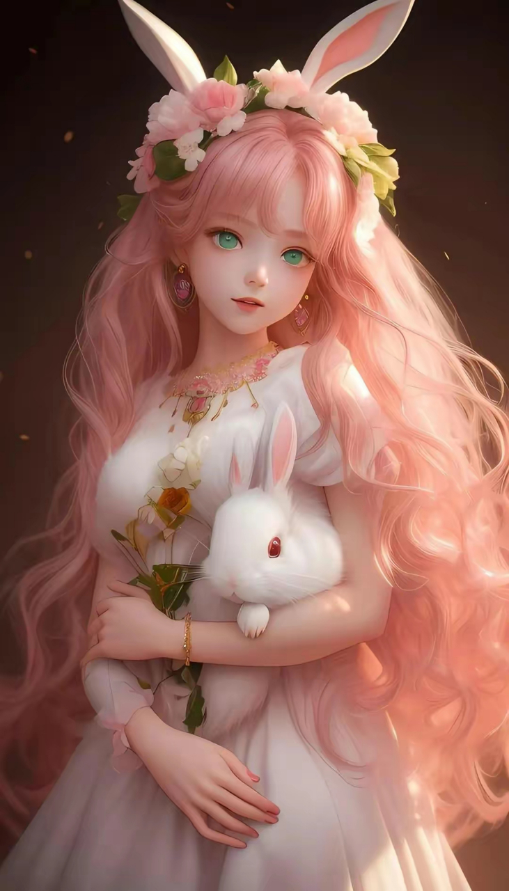 抱兔子的妹妹祝您周末愉快,生活惬意