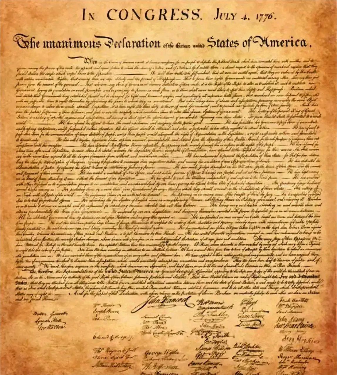 美国《独立宣言》于1776年7月4日签署,它宣布13个美国殖民地脱离英国