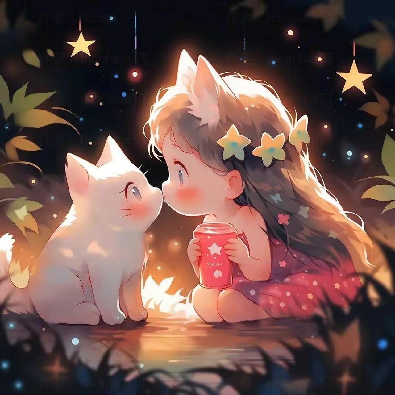 可爱治愈头像:小公主和猫咪,陪伴是最长情的好白#乐享周末分享吧