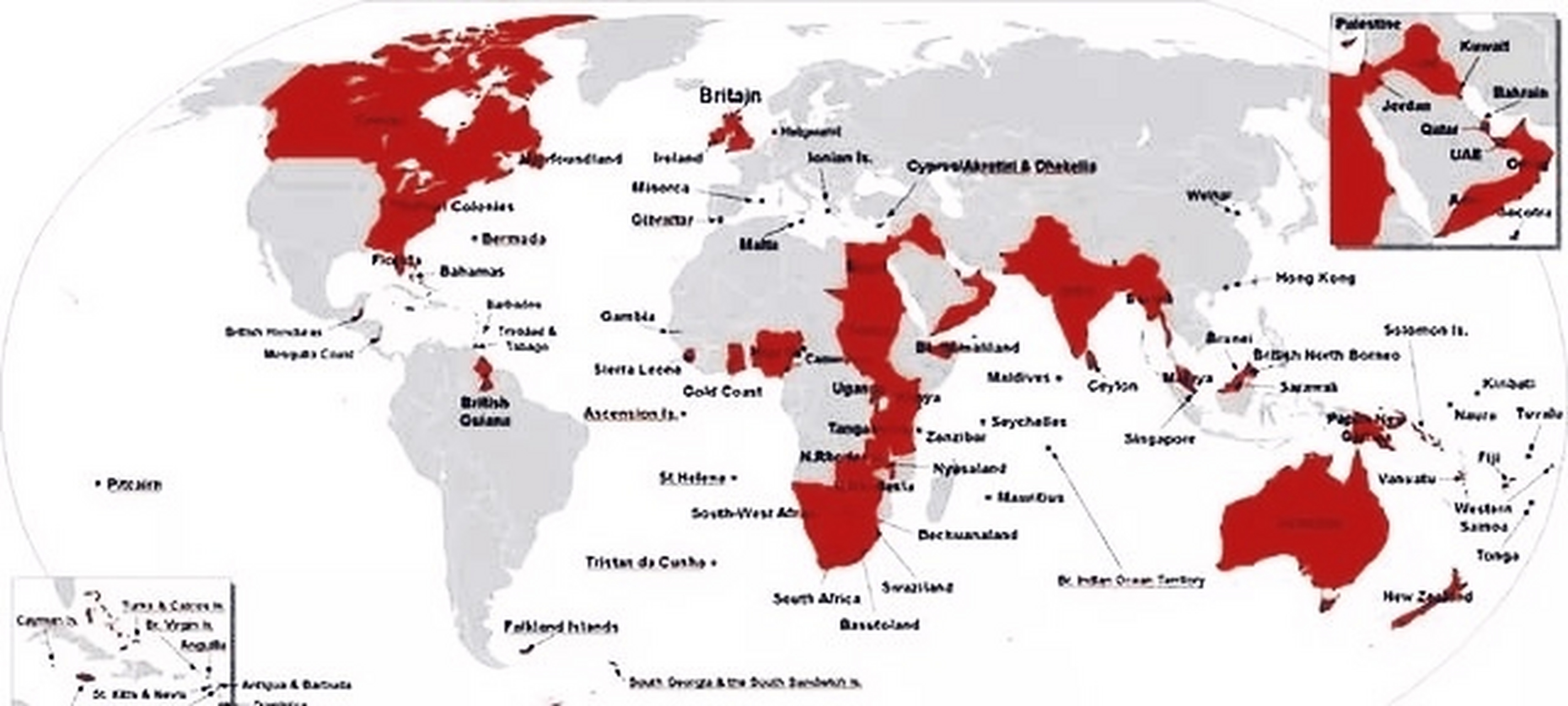 1922年,"日不落帝国"鼎盛时期的殖民地