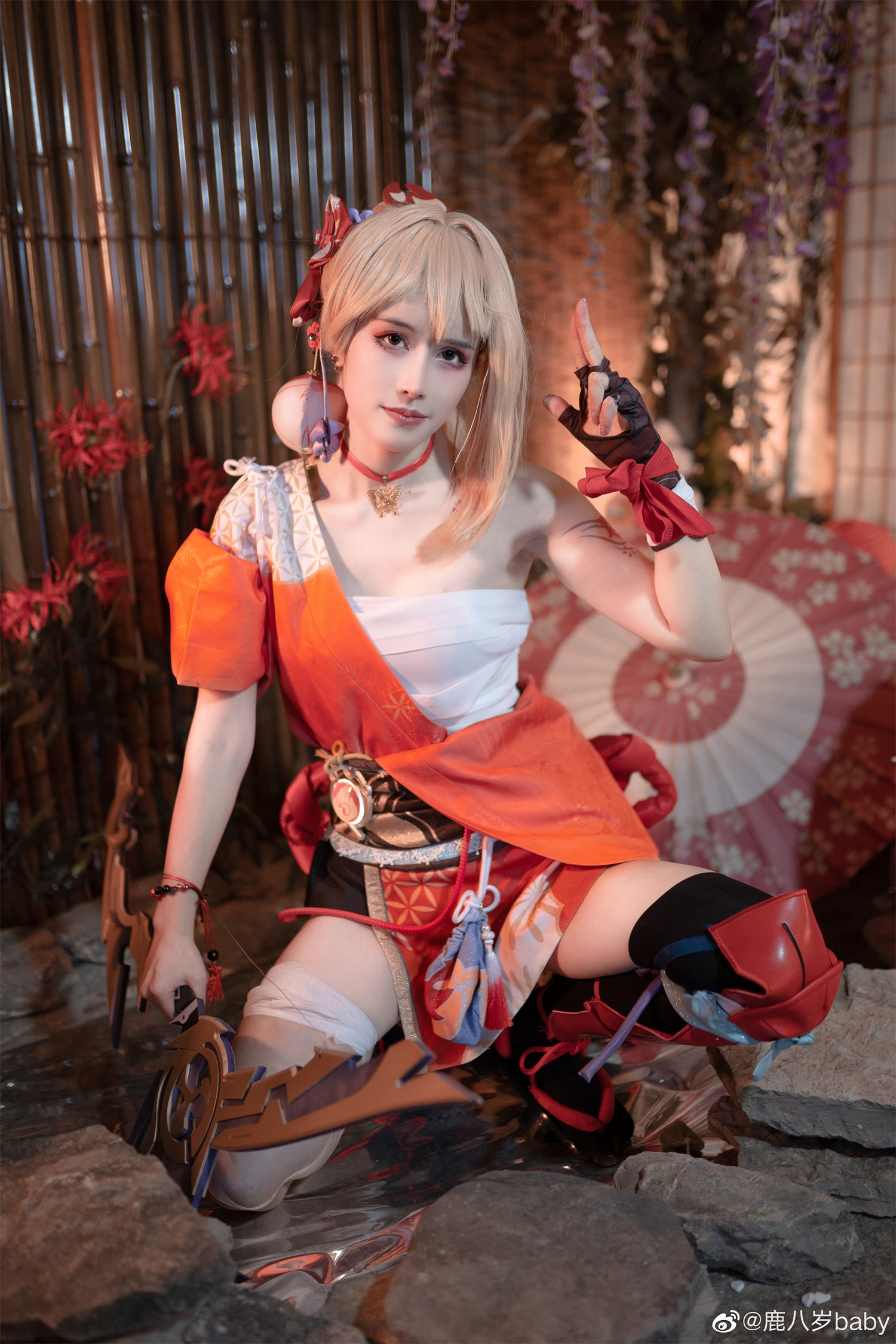 鹿八岁baby私人cos宵宫，堪比神明少女的完美演绎！