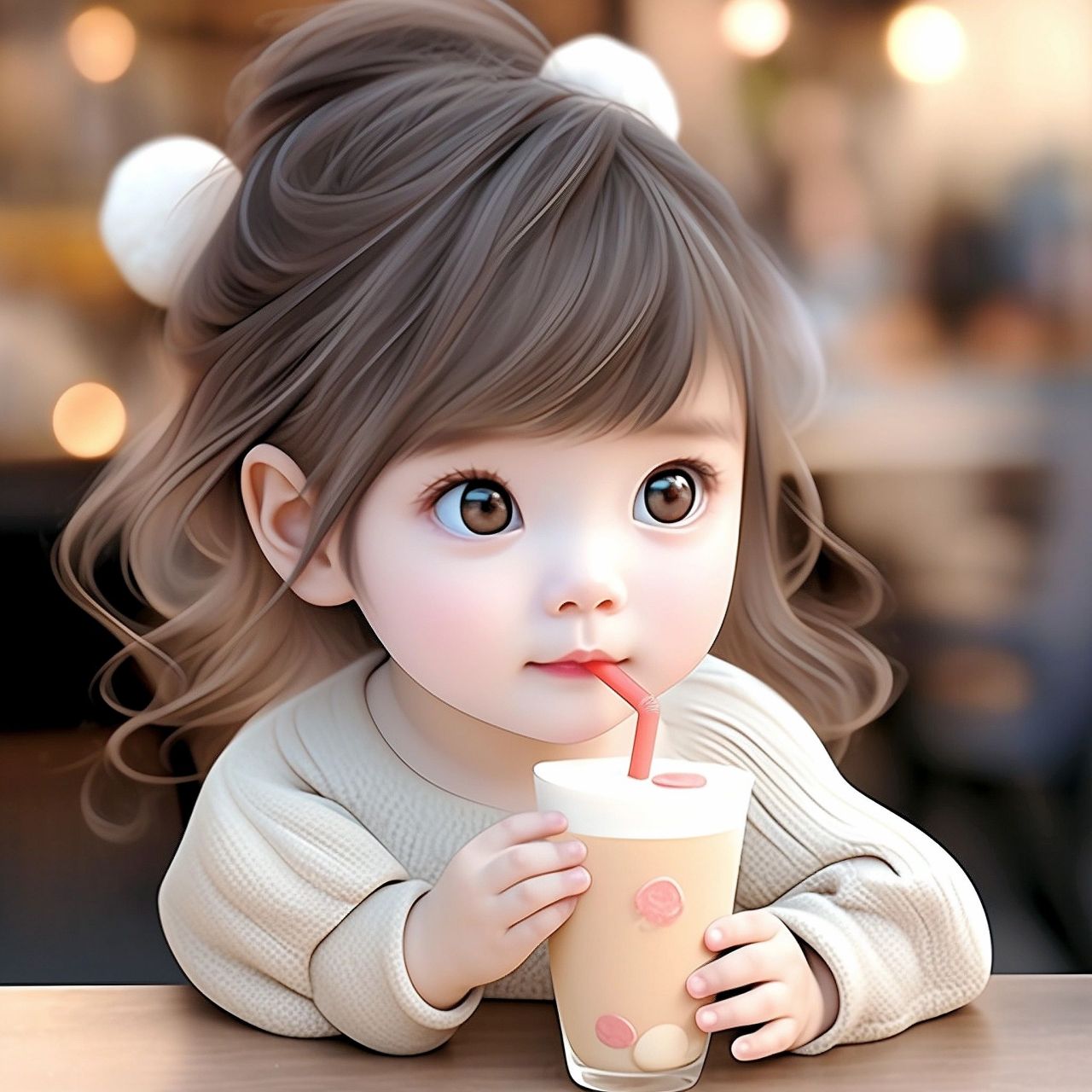 女生喝奶茶的头像真人图片