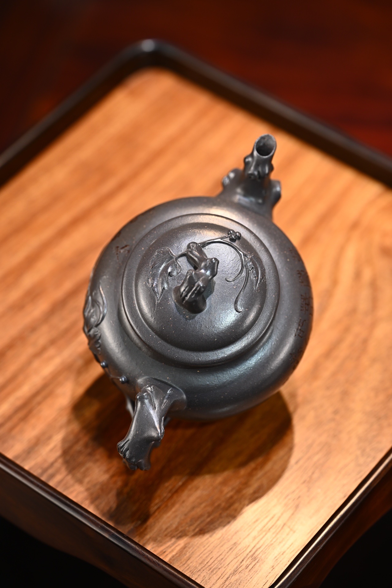 宜兴紫砂壶姚丽云全手工葡萄报春天青泥280cc