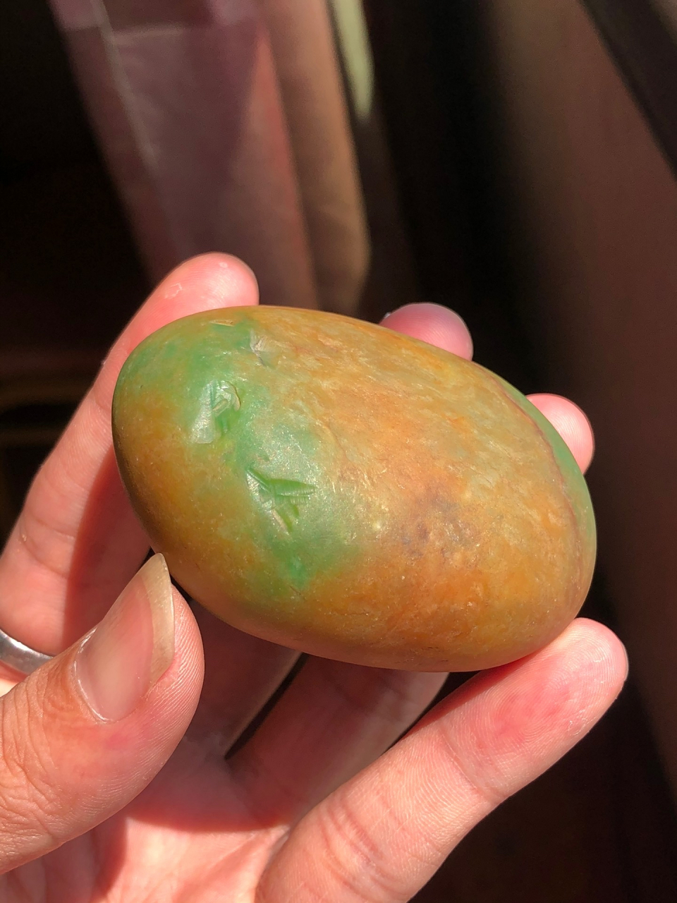 极品大马坎黄加绿水石手把件料子!