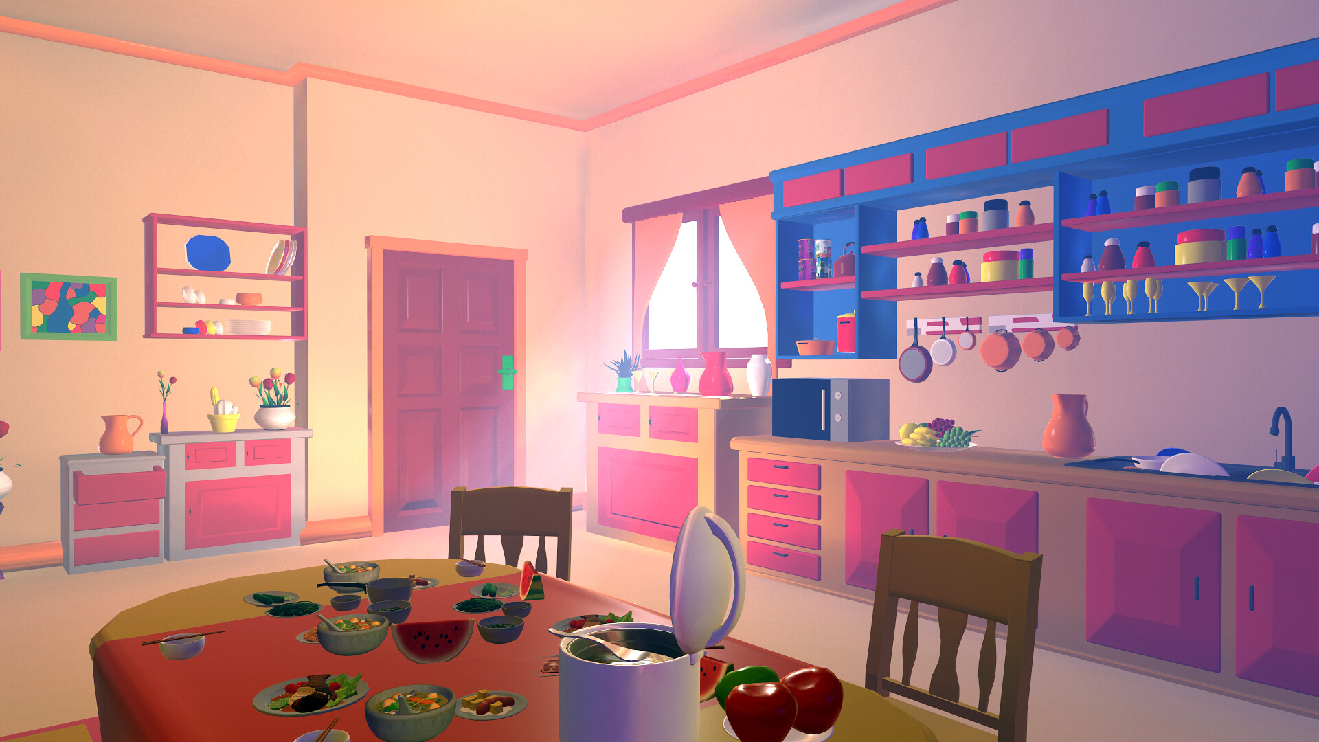 可爱卡通厨房设计图片