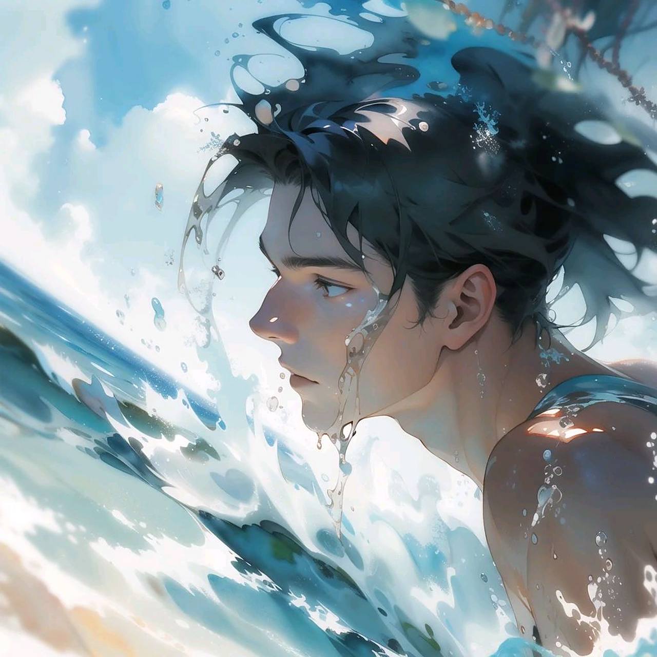 游泳了#二次元# #ai共创计划# #动漫