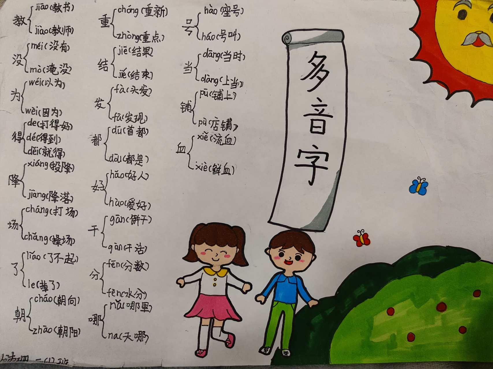 快开学了,寒假作业写完了吗?小学语文多音字手抄报#寒假作业# #绘画