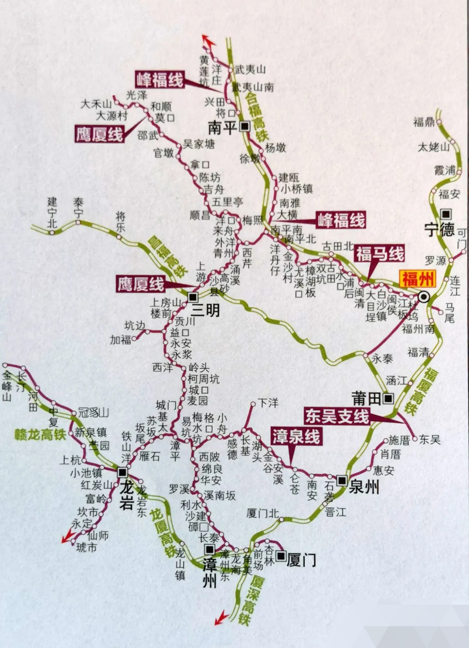 几年前的福建省铁路交通图,看和现在有什么区别.