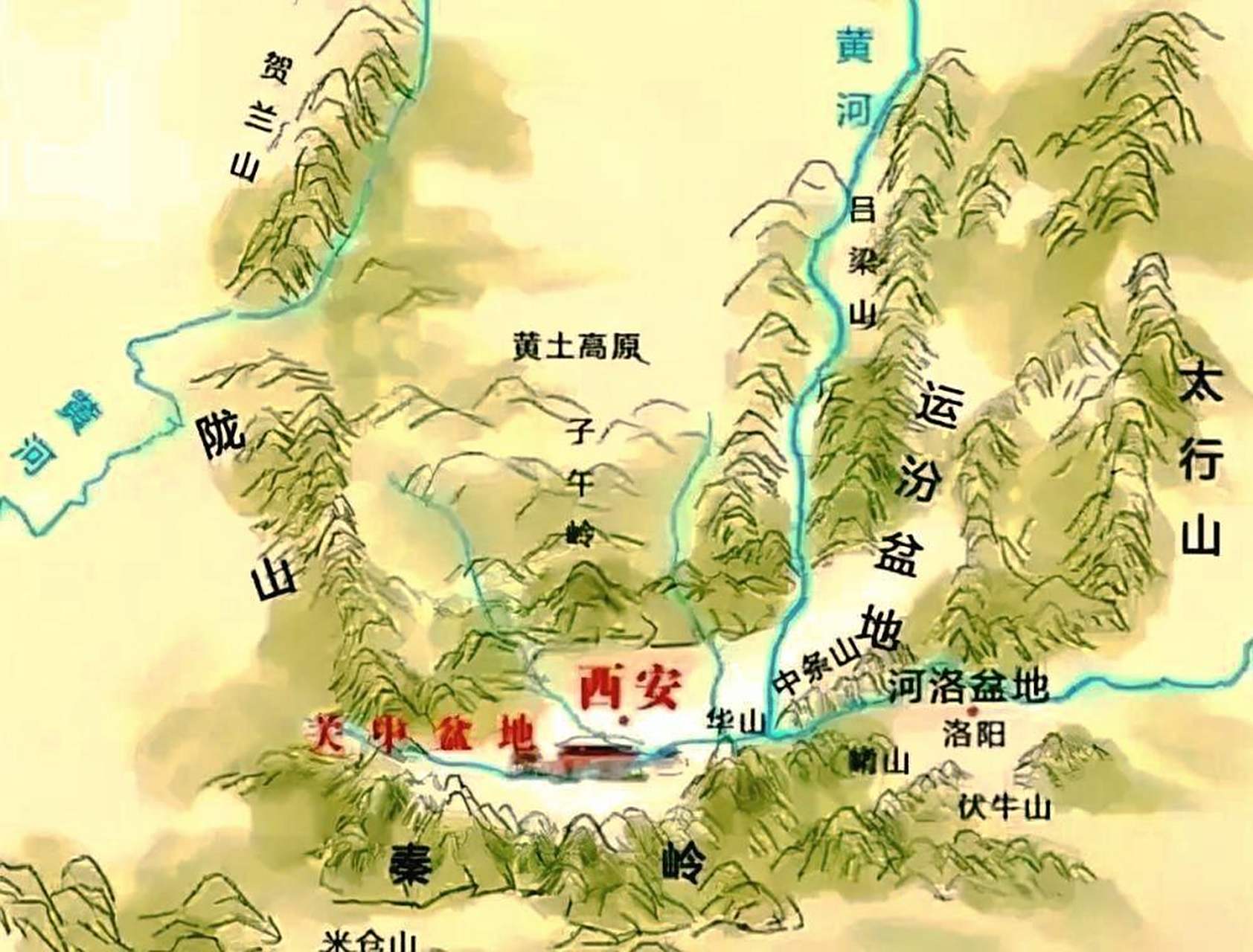西安位于关中盆地,北濒渭河,南依秦岭,自古有着"八水绕长安"之美誉.