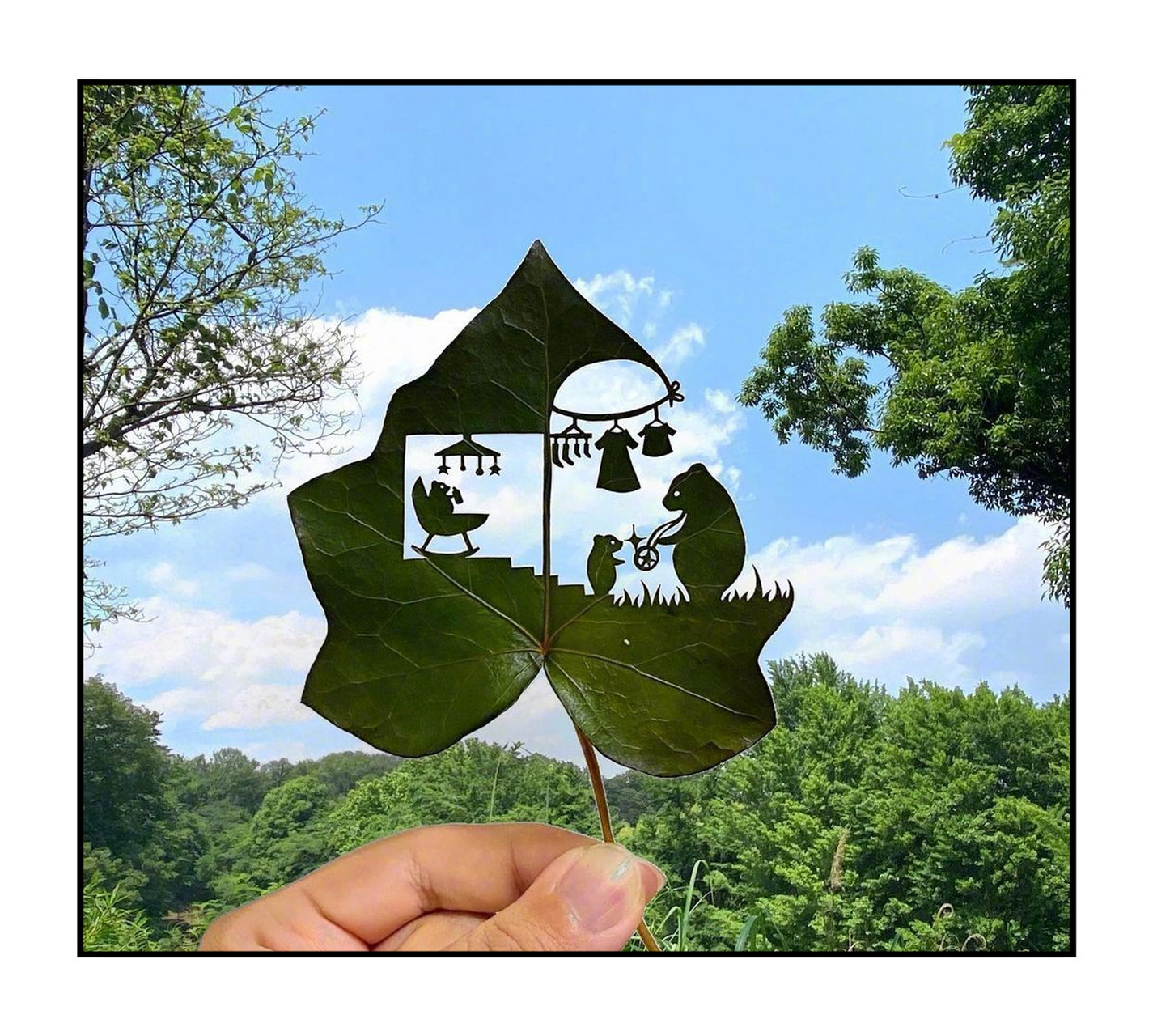 绝妙树叶剪纸作品