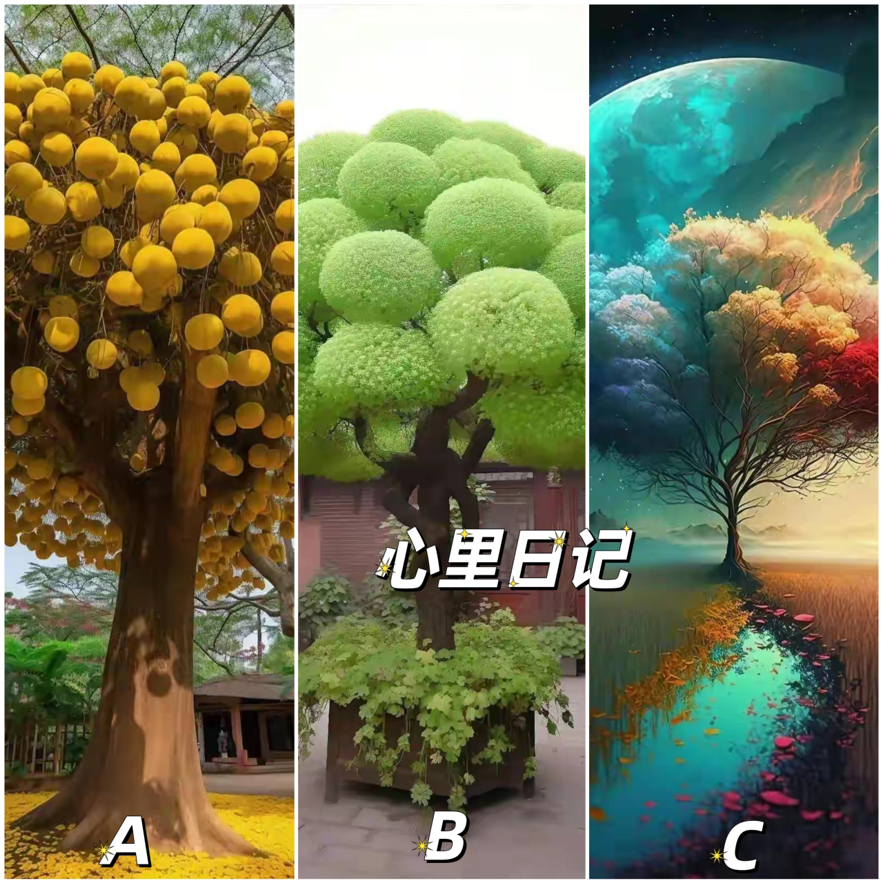 心理測試:憑感覺選一棵樹,測你的人格魅力 測試結果僅供參考 a:你是