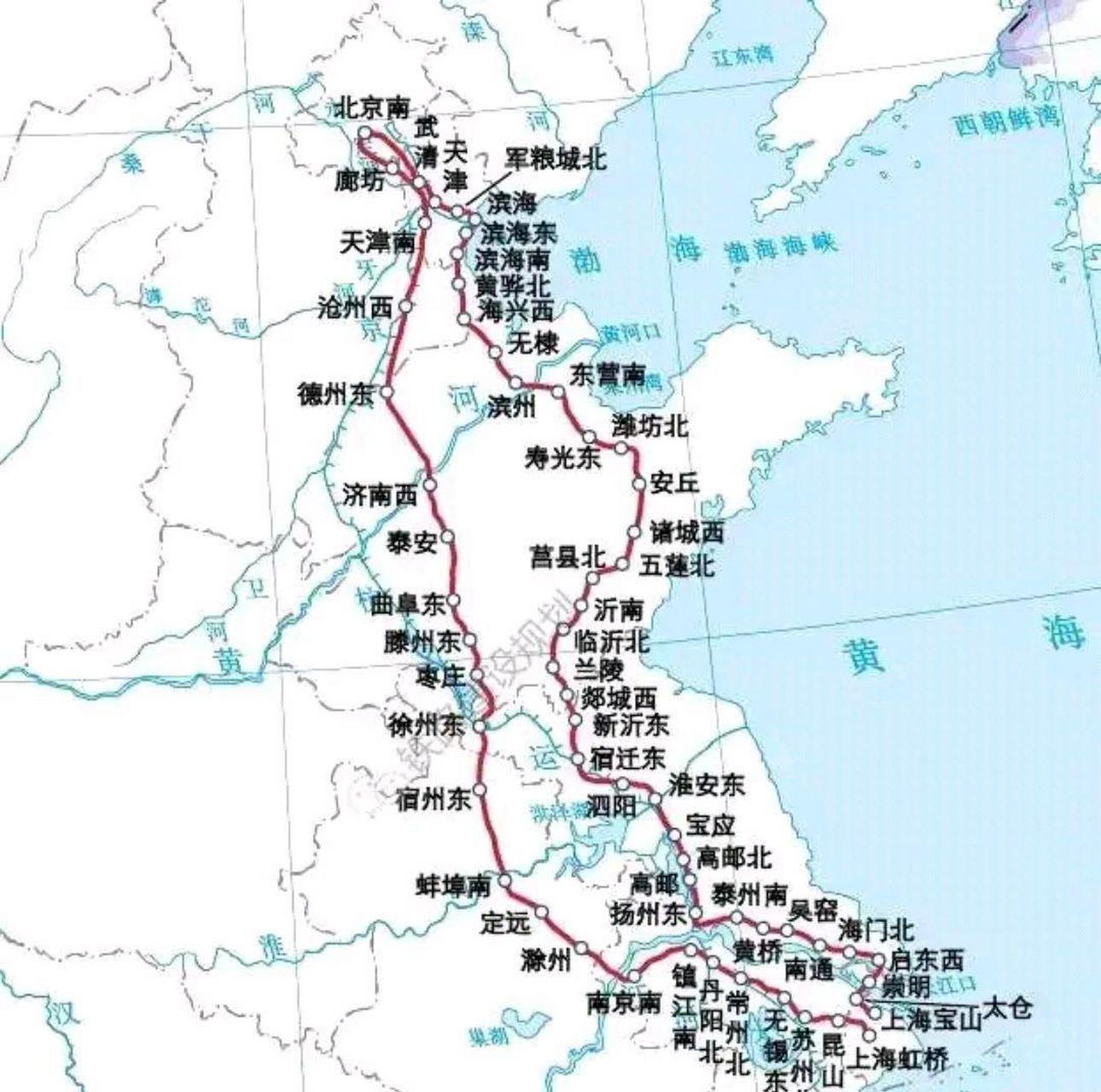 京滬高鐵線路和京滬高鐵二線具體站點.