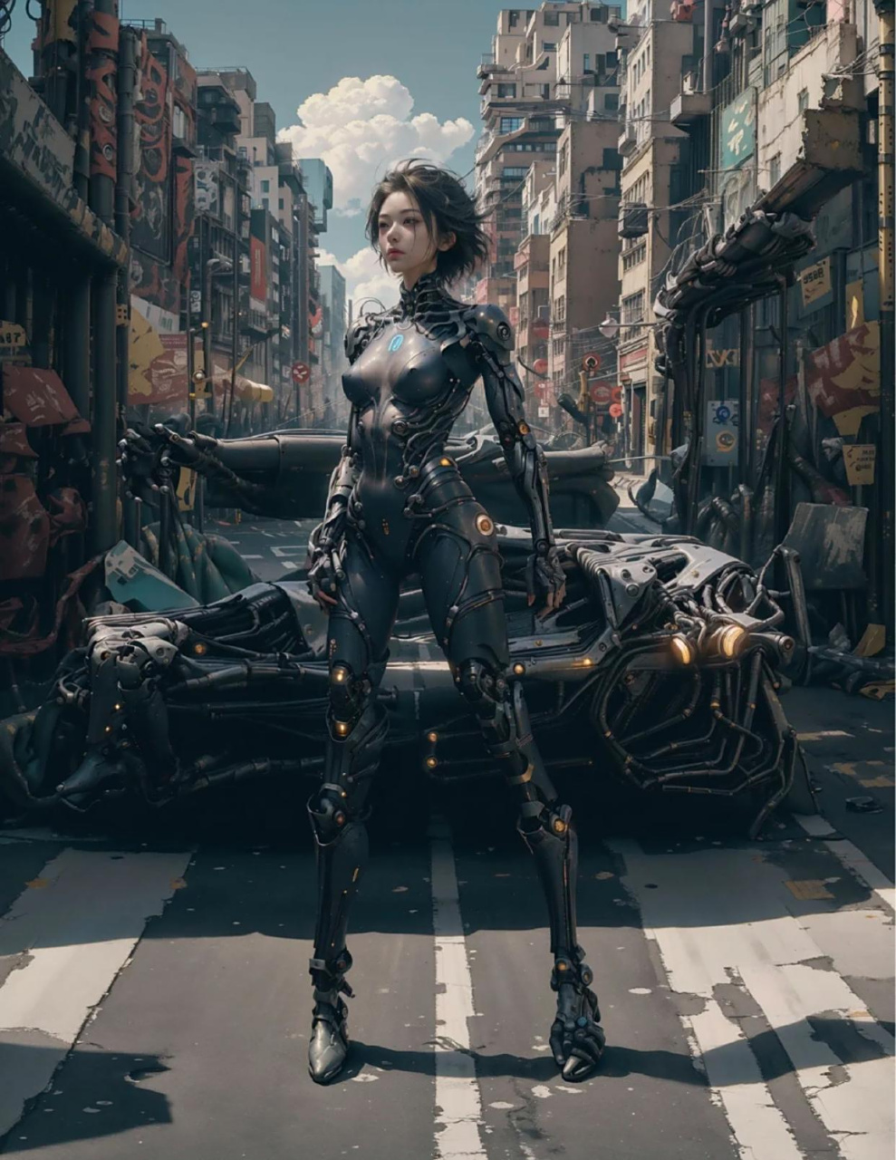 一组ai赛博朋克风……  暗黑系,废都,未来感,有点腔调……  让人想起