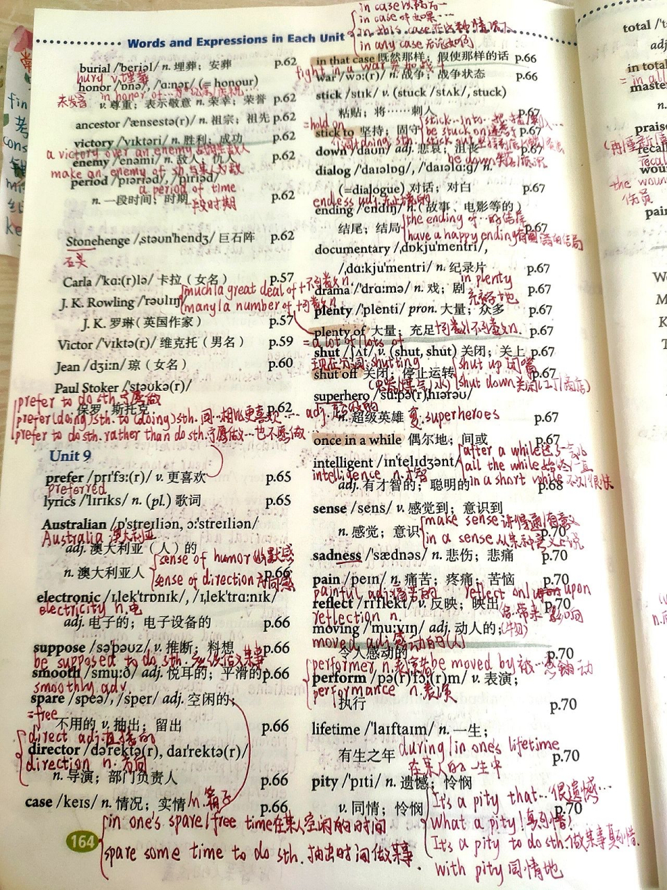 人教版英语初三第9单元到第14单元单词表笔记,满满的知识点都快溢出了