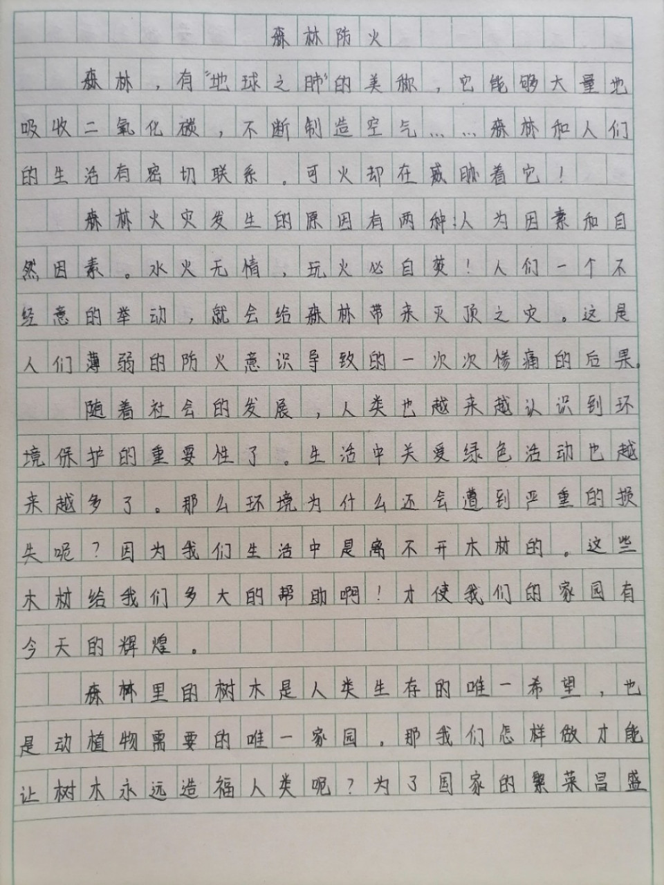 森林防火作文600