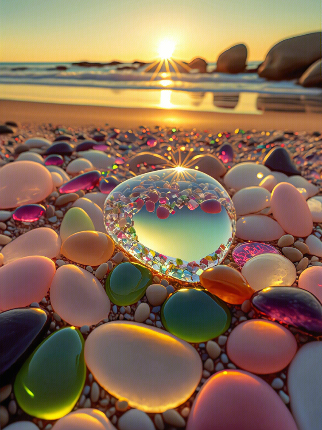 海边发光石壁纸