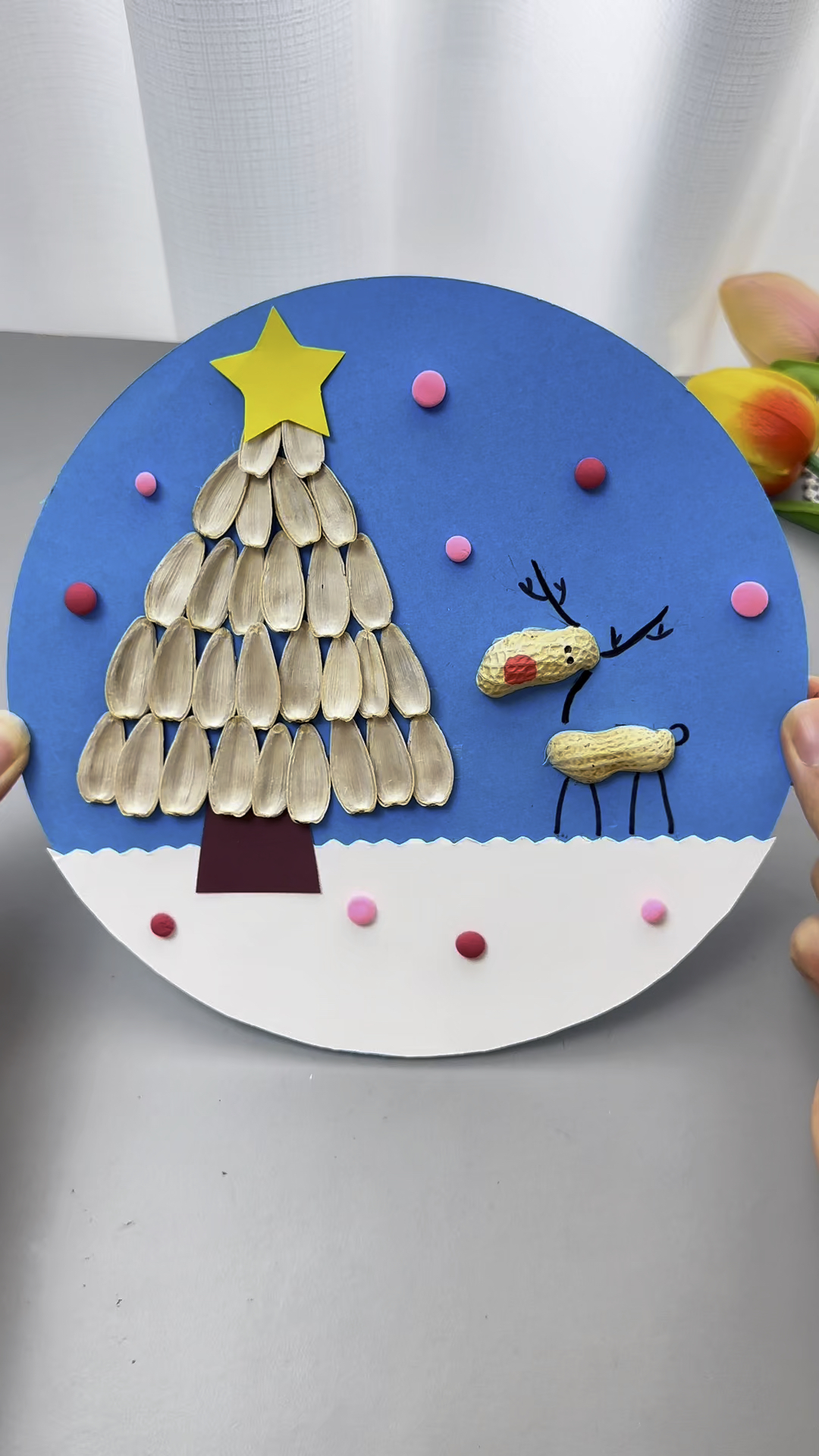 吃完的瓜子壳不要扔 ,做一幅圣诞节创意主题画,试试吧#圣诞节