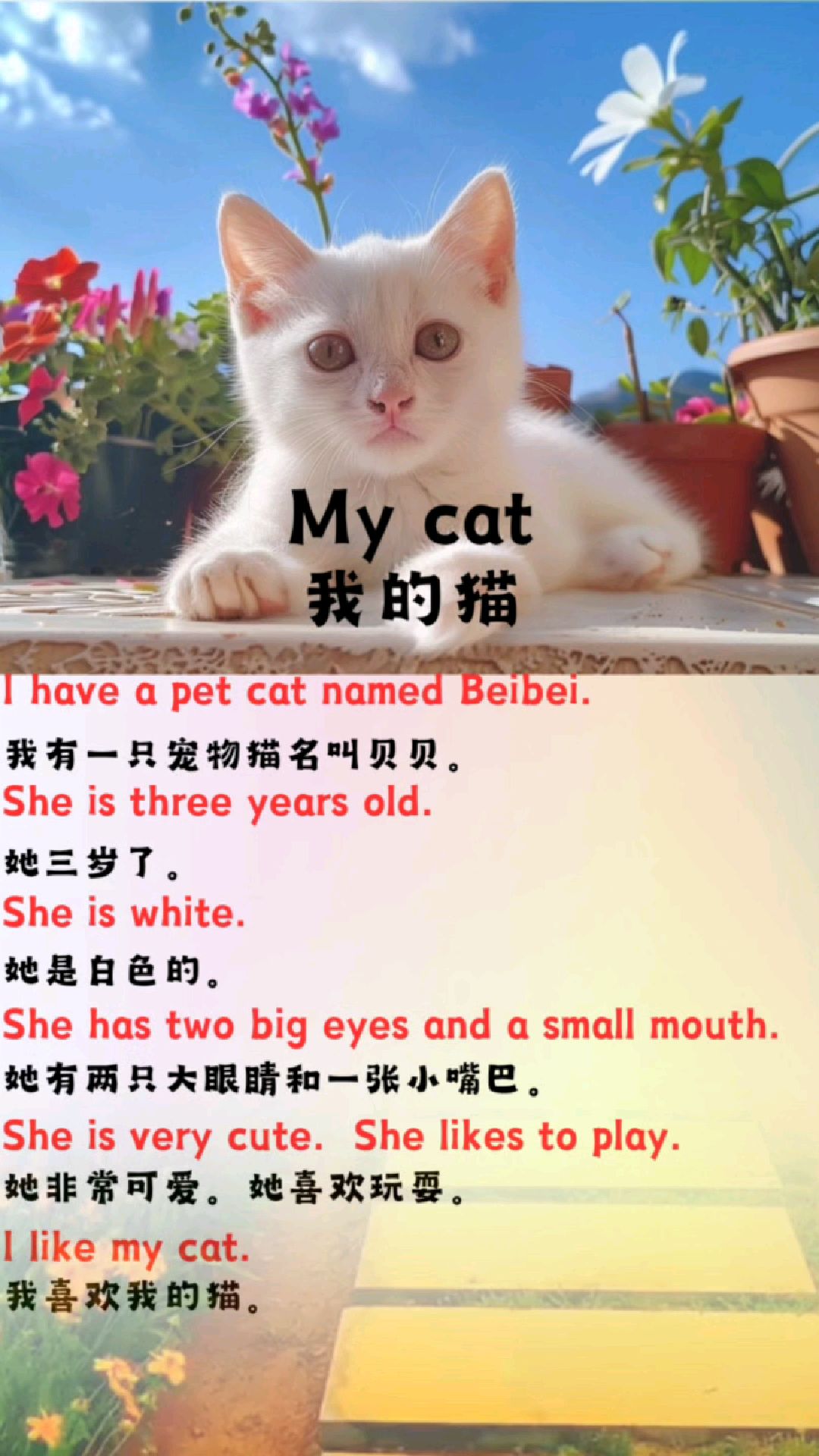 英语小短文《猫》,每天坚持磨耳朵听读练习