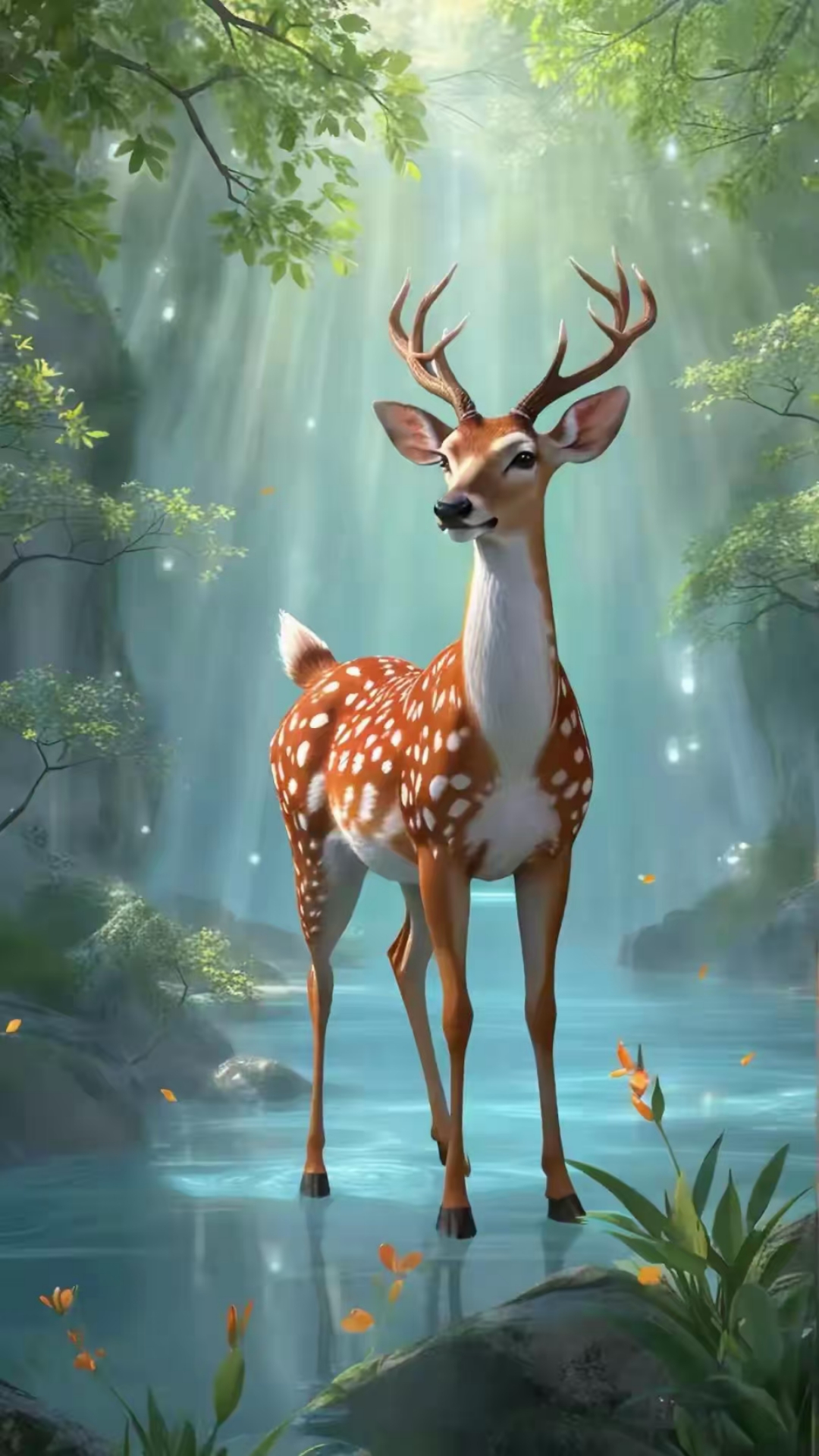 森林里有一只梅花鹿,它那么的豪放自如,犹如一位惊奇的灵异神物,见鹿