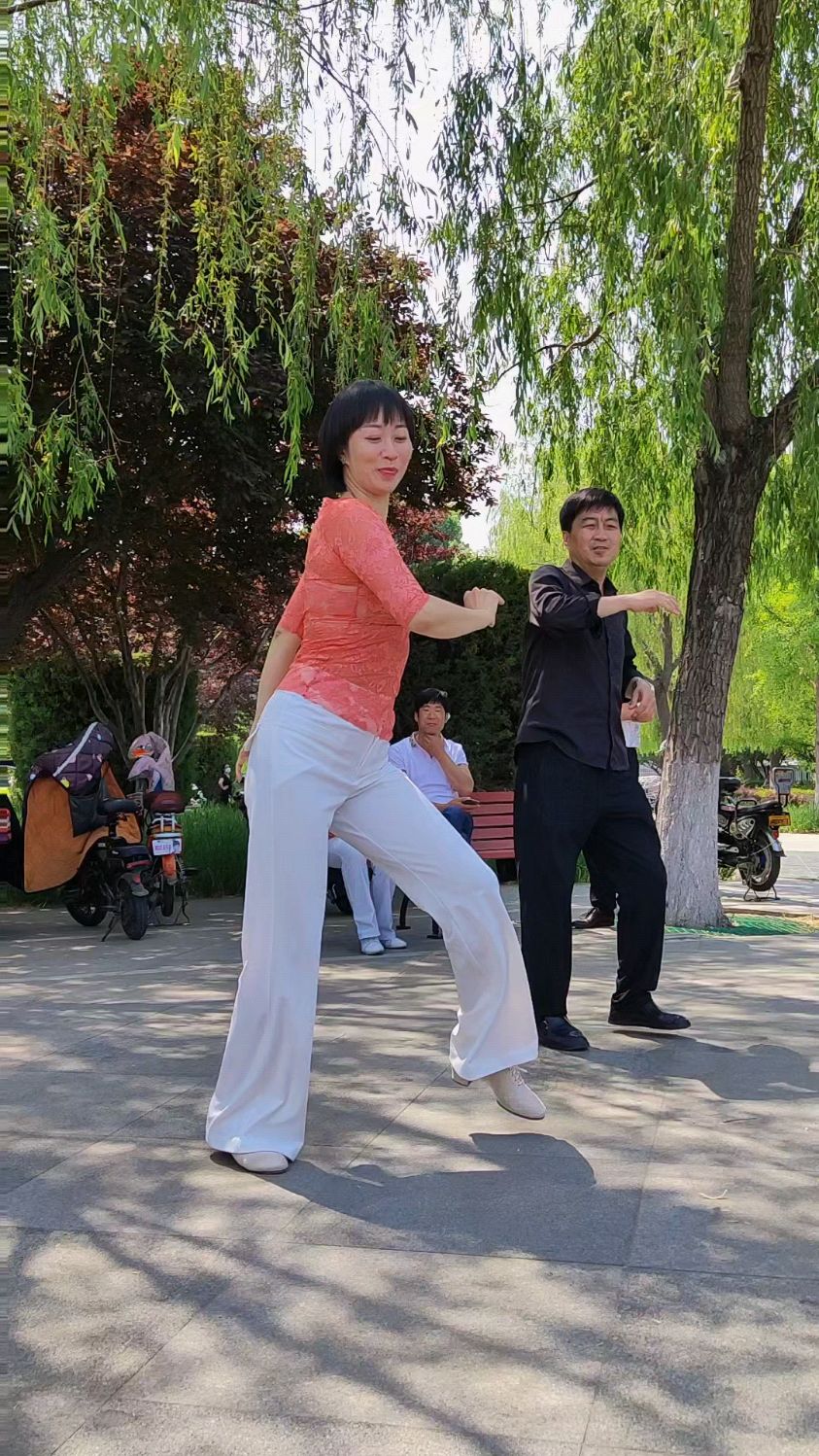 小芳广场舞,配合默契乐满堂.欢声笑语绕身旁.美极啦!