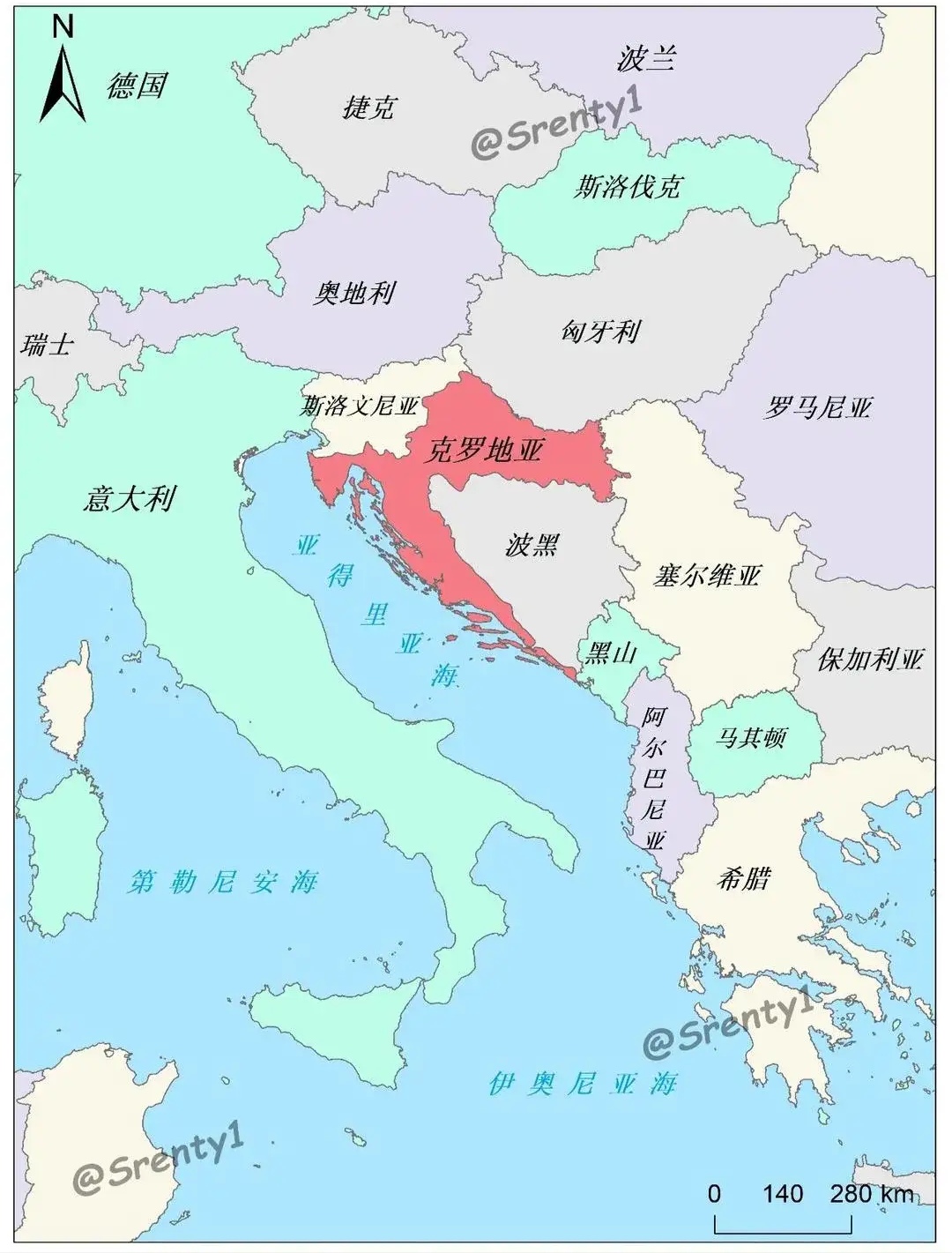 克罗地亚真是牛批,整个亚得里亚海东岸几乎都让它给