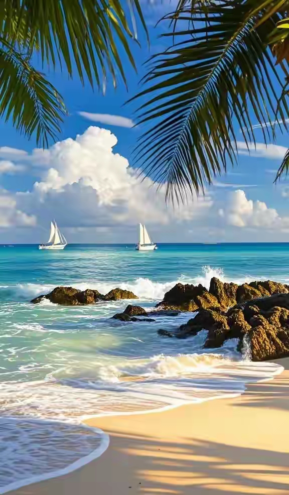 蓝色大海美图,海天相连,美成画 #风景