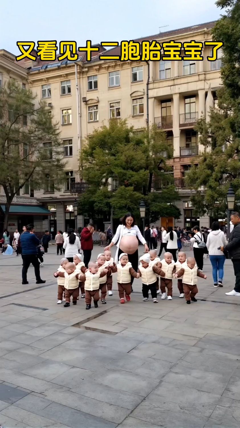 又看见十二个宝宝和妈妈一起逛街
