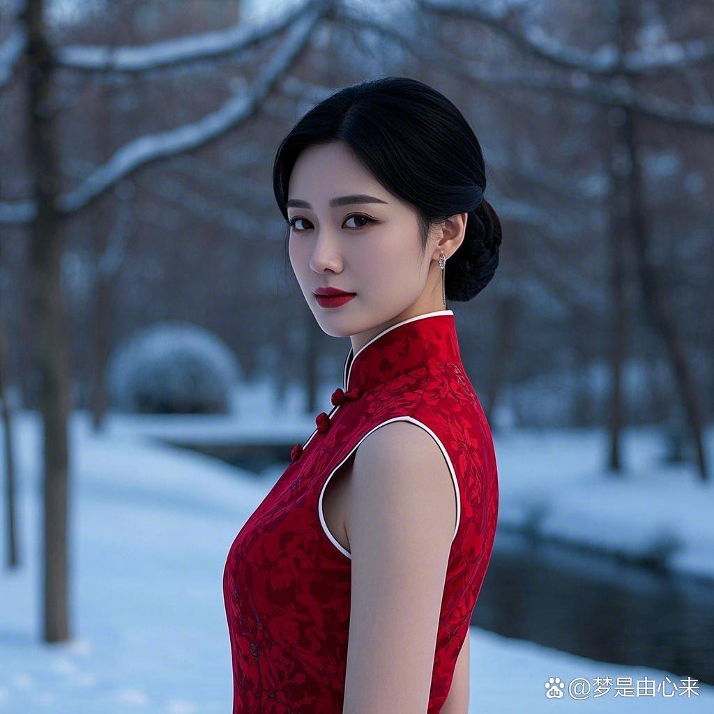 穿着国风旗袍的侧颜杀,光彩照人,美韵动人!