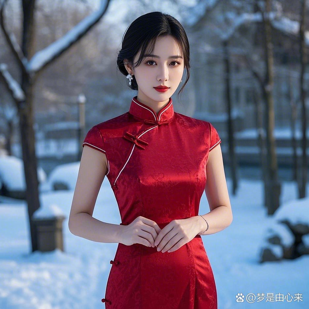 穿着国风旗袍的侧颜杀,光彩照人,美韵动人!