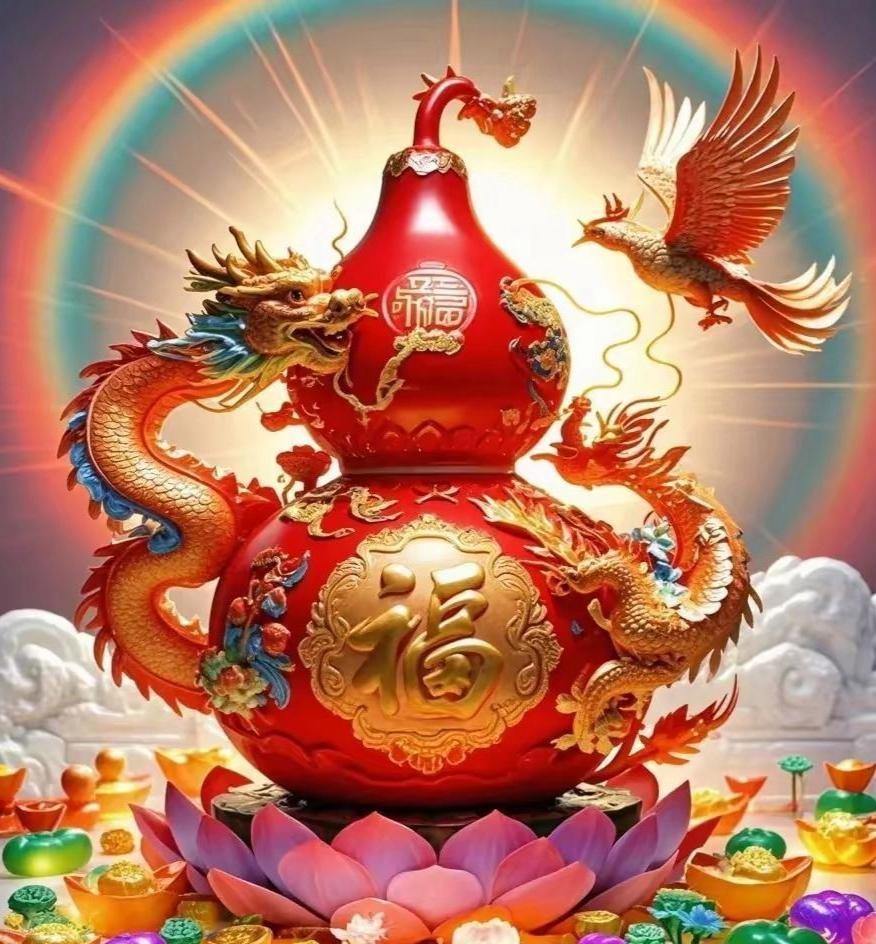 葫芦谐音"福禄",代表着福气和禄运(财富运势),寓意招财进宝,生活富足