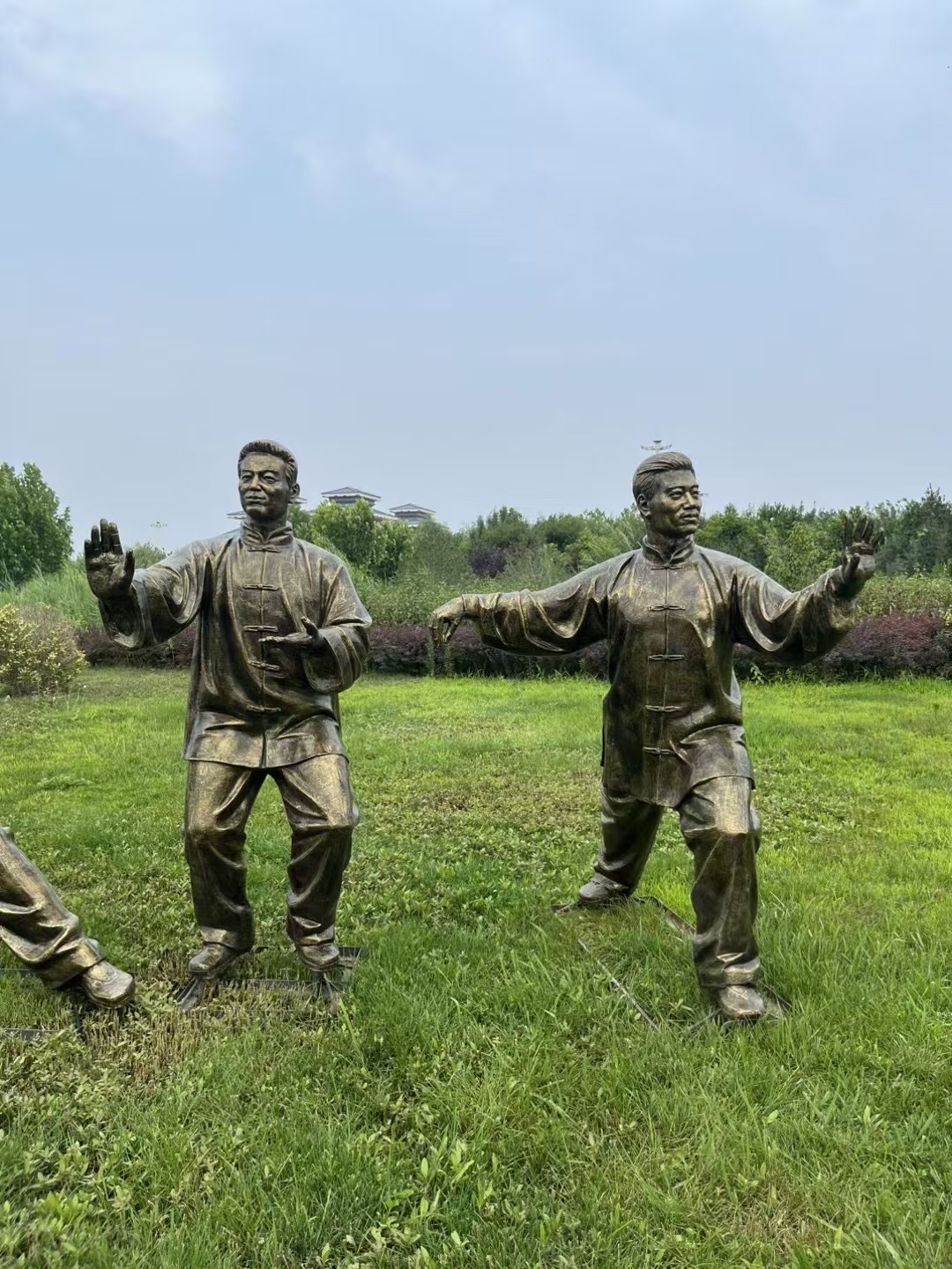 太极文化摆件 打太极场景雕塑人像